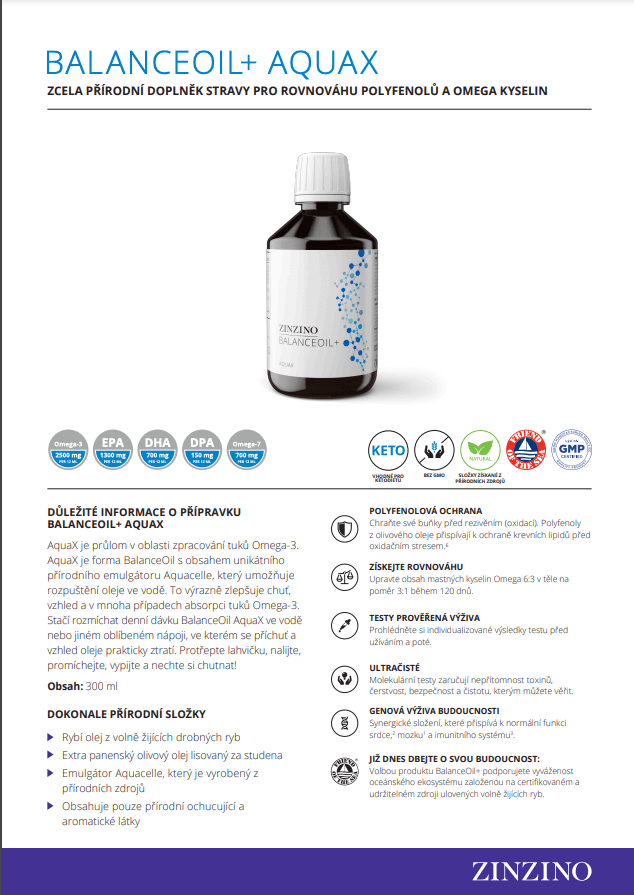 Balance oil AquaX letáčik (CZ)